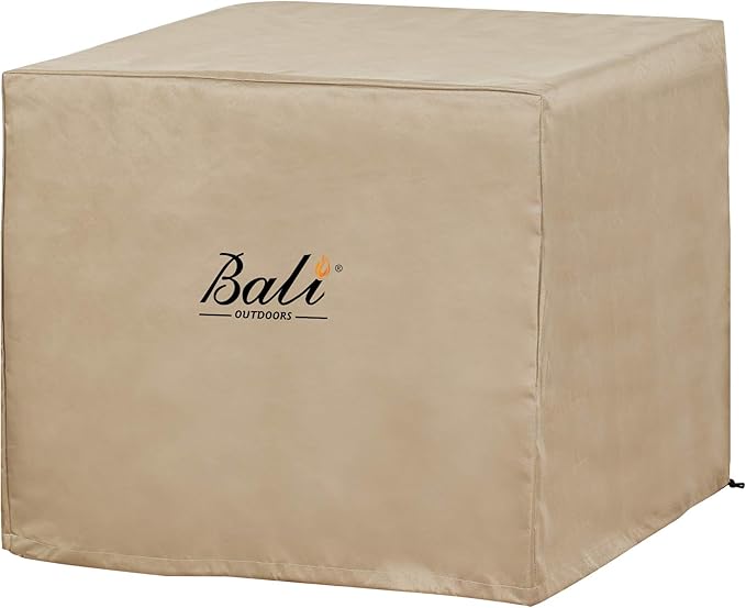 BALI OUTDOORS 32 Inch Square Patio Fire Pit Table Cover, Heavy Duty, Waterproof and Weather Resistant Oxford Fabric Cover, Brown