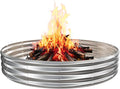 6FT Diameter Camp Fire Ring Pit, Large Round Galvanized Steel Fire Pit, Heavy Duty Steel Fire Pit Silver for Backyard, Camping, Bonfire (6x6x1FT)