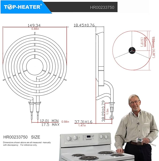 MP22YA Electric Range Burner Element Unit Set, Replacement for Hardwick & Kenmore & Maytag & Norge & Whirlpool Electric Range Stove, MP15YA（233750）6" 2Pack, MP21YA（234000）8" 2 Pack