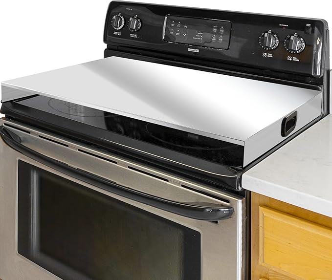 Stainless Steel Gas Stove Top Cover, Noodle Board Cooktop Cover, Kitchen Organizer for Gas and Electric Stove Range Expanding Kitchen Space, Large Size 30"x 22"x3", Sliver