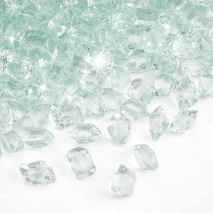 Mr. Fireglass 1/2-Inch Polygon Fire Glass for Fireplace Fire Pit & Lanscaping, 10 Pounds High Luster Crystal Ice