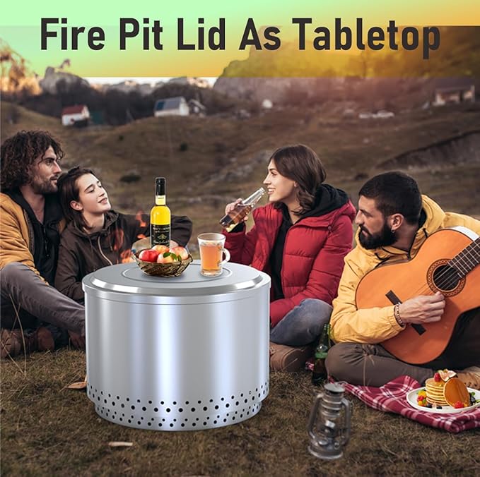 Fire Pit Lid for Solo Stove Yukon, 27 Inch Stainless Steel Fire Pits Cover, Anti-Rust and Waterproof Fire Pit Accessories for Outdoor Fire Pits and Camping Accessories
