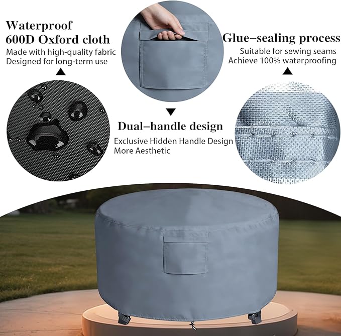 Chinchilla Heavy Duty 44 Inch Round Fire Pit Cover - 100% Waterproof & Weatherproof, Durable All-Season Protection for 41/42/43/44 Inch Propane Fire Pits and Tables