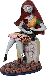 Enesco Jim Shore Disney Traditions Nightmare Before Christmas Sally and Cat on Gravestone Figurine, 8 Inch, Multicolor