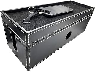 NEET Cable Management Box Large, Computer Cord Organizer, Hide and Conceal, Power Cable Organizer, Computers and Desks, Black Stitched Leather