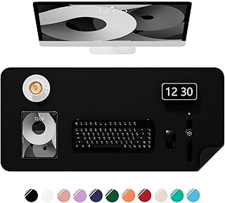 Desk Pad, 23.6" x 13.8" PU Leather Non-Slip Desk Mat Large Mouse Pad for Desktop, Waterproof Laptop Computer Writing Mat for Office, Home, Work, Gaming, Black