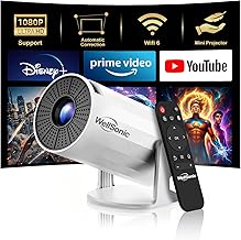 Mini Projector with WiFi and Bluetooth, Portable Movie Projector Support 1080P, Auto Keystone,210° Rotation, 130'' Screen Smart Projector Compatible with HDMI Phone for Bedroom