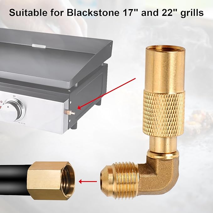 Gosknor Propane Elbow Adapter for Blackstone, Brass 3/8" Male Flare RV Propane Elbow Adapter Conversion Fitting Low Pressure Compatible with Blackstone 17in and 22in Tabletop Camping Griddles