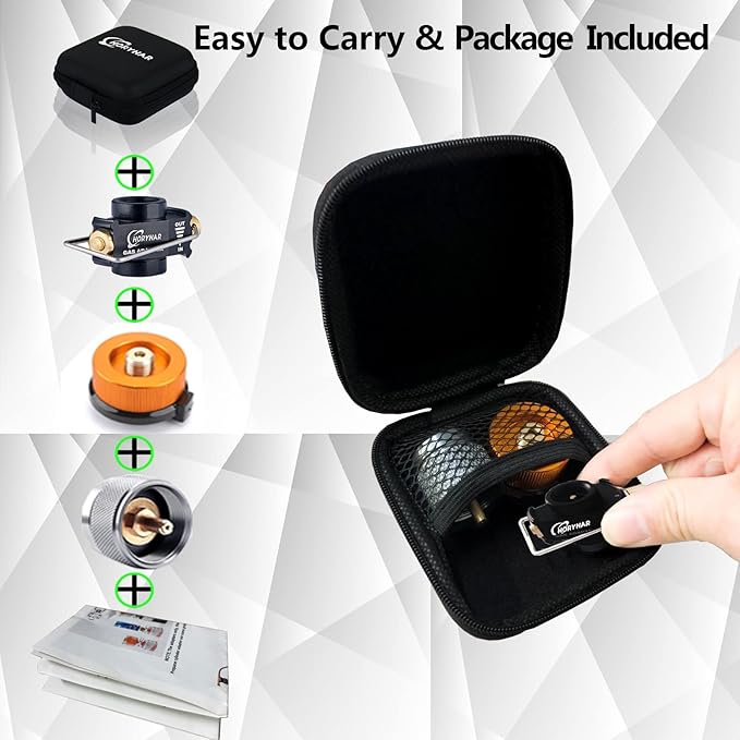 Horynar Butane Refill Adapter Isobutane Fuel Canister Isobutane Canister Butane Propane adapter with Exhaust Air Pressure Button/Great for jetboil fuel Canister/Backpacking Camping Stove Adapter