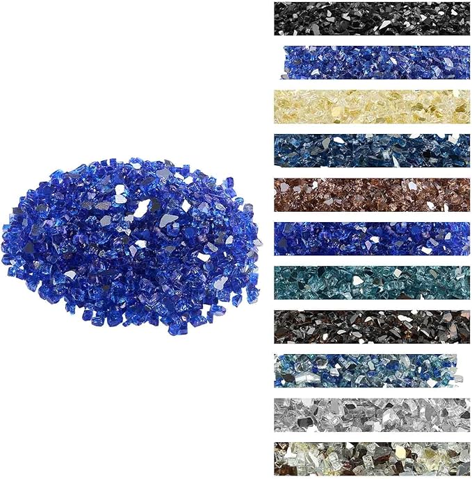 VEVOR Fire Glass, 20 lbs, Cobalt Blue, 1/2 Inch High-Temperature Resistant Reflective Glass Rocks, Smokeless Fire Pit Stones for Outdoor Table & Landscaping