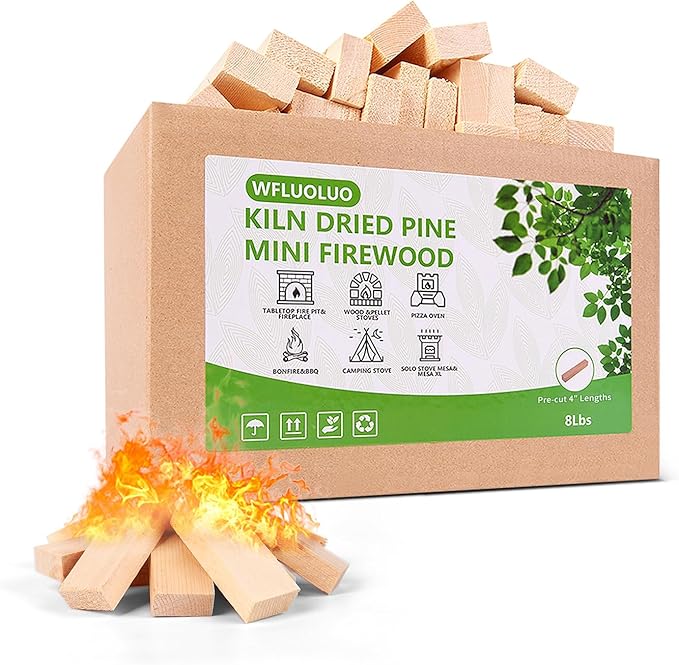 4" Lengths Mini Fire Sticks Wood,Pine Kiln Dried Firewood,Small Barkless Kindling Logs,Solo Stove Accessories Prefect for Solo Stove Mesa,Tabletop Fire Pit,Pizza Oven,12 Lbs