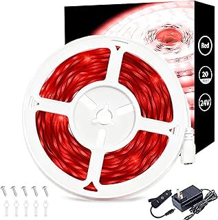 20 FT Red Led Lights Strip for Bedroom Home Party Office Rope Lights Tape Light Easy DIY Cuttable Strip Lights for Baby Room Bathroom Living Room Ceiling Wall Vanity Mirror
