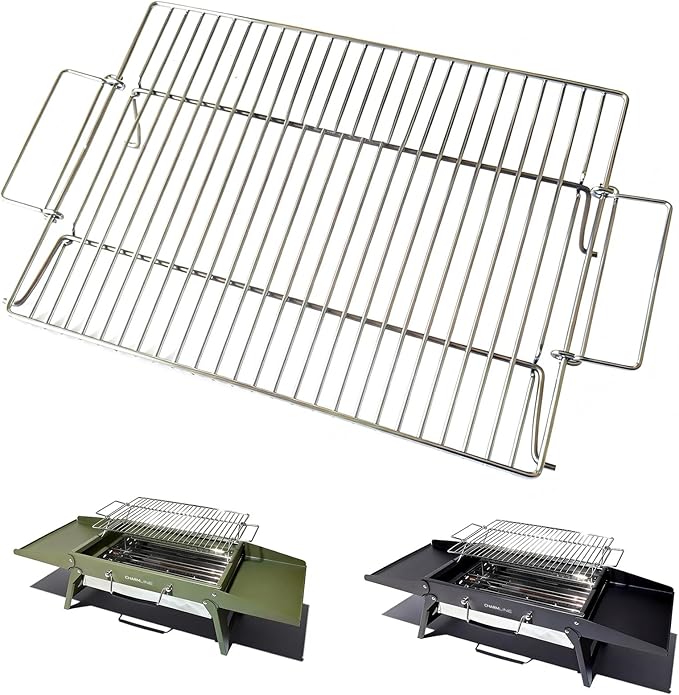 Charmline Stainless Steel Grill Grate Replacement, Lift-Up BBQ Cooking Grid with Handles, Suitable for Charmline Portable Charcoal Grill, Ideal for Meat, Steak & Outdoor Camping (15x11in)