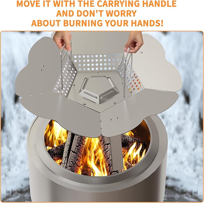 Heat Deflector for Solo Stove Bonfire 19.5", Portable 304 Stainless Steel Bonfire Heat Deflector, Fire Pit Heat Diffuser with Carrying Handle & Leg for Solo Stove Accessories Easy to Install