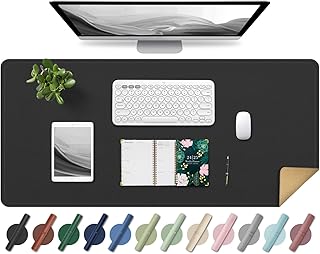 Non Slip Desk Mat, 31.5" x 15.7" PU Leather Desk Pad, Cork Desk Mat for Desktop, Desk Pad for Keyboard and Mouse, Ideal for Office and Home, Black