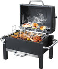 BBQCuker Portable Charcoal Grill with Warming Rack, Tabletop Charcoal Grill, Small BBQ Grill with Thermometer(100-800°F), Outdoor Charcoal Smoker for Camping, Picnic, Hiking, Beach and Travel