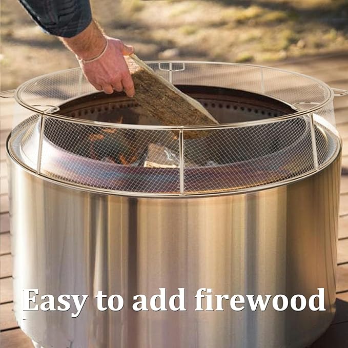 Uniflasy Fire Pit Accessory Kit for 27 Inch Solo Stove Yukon, 304 Stainless Steel Spark Screen & Cooking Grate & Fire Pit Stand for Yukon Fireplace Tools, for Backyard & Outdoor Fire Pits