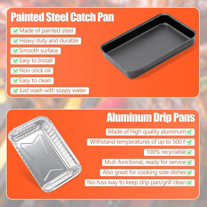 QuliMetal 93305 Catch Pan with 20 Pack 6415 Drip Pans for Weber Genesis II 3 Burners & Spirit 2/3 Burners, Genesis Silver/Gold/Platinum,1000-5500, Summit Grills, Disposable Aluminum Foil Grease Trays