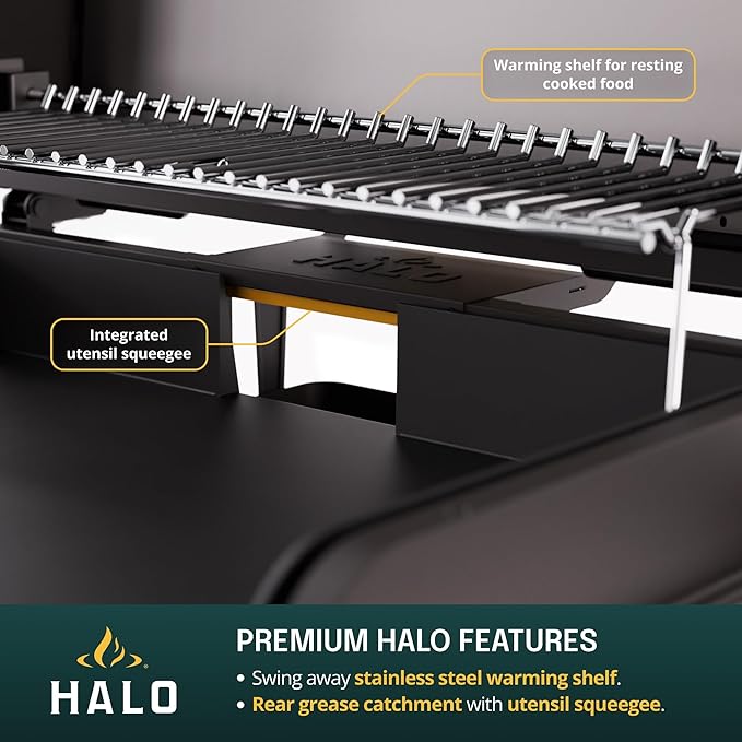 HALO Elite3B Outdoor Griddle | 3 Burner, 6 Cooking Zones | Large Surface with Warming Rack | 564 sq. in. (28.19″ x 20″) Wind-Proof Cooking Surface | Propane and Natural Gas Grill | HZ-1002-XNA