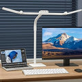 LED Desk Lamp for Home Office with Base, 28.2" Adjustable Gooseneck Swing Arm Bright Desk Light, Dimmable Architect Table Lamp for Desktop Computer Light, Reading, Study, Workbench（White）