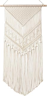 Mkono Macrame Wall Hanging Art Woven Boho Home Décor, Geometric Beautiful Yarn Tapestry Wall Decor for Bedroom, Nursery, Apartment, Dorm Decoration, Christmas Gift for Teen Girl Mom, 17" W x 33" L