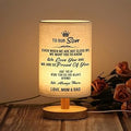 WSYEAR Gifts for Son from Mom Dad- Fabric Wooden Desk Lamp for Reading Bedroom Living Room for Son Adult Graduation Season Gifts, Birthday Gifts, Back to School Gifts