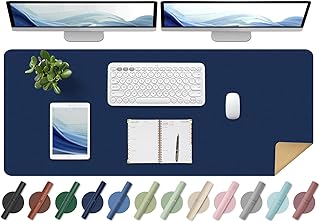 Large Desk Pad, 47.2'' x 23.6'', Office Desk Mat, Computer Mat for Desk, Leather Desk Pad Protector, Sewing Desk Blotter, Desktop Writing Pad for Office/Home/Decor Dark Blue