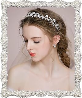 DIKAR 8x10 Picture Frame with Pearl for Wedding, Silver Plated with HD Acylic Finish Photo Frames with Rhinestones for Horizontal and Vertical Decor Tabletop Display