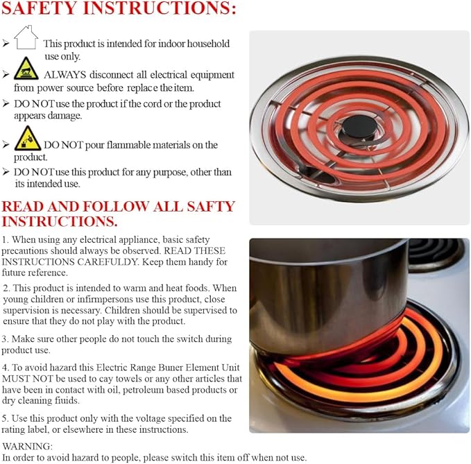 S-Union 4 Pack MP22YA Electric Range Burner Element Unit Set - 2 pcs MP15YA 6" and 2 pcs MP21YA 8" Replacement for Hardwick & Kenmore & Maytag & Norge & Whirlpool Electric Range Stove