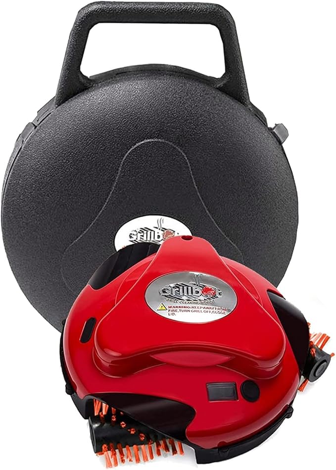 Grillbot Automatic Grill Cleaning Robot with Nylon Brushes, BBQ Grill Cleaner, Grill Brush, Grill Scraper, BBQ Accessories (Red, Grillbot and Case)
