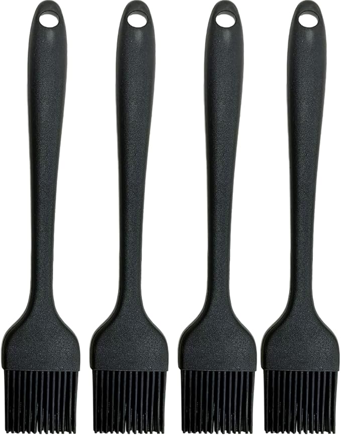 Pastry Brush-Silicone Basting Brush for Cooking,Heat Resistant Food Brush for BBQ,Food Grade Silicone Brush for Grill Baking/Spreading Marinade/Sauce/Oil/Egg/Kitchen Brushes for Cooking(4 Pc,Black)