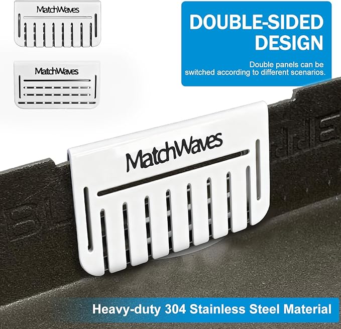 Grease Gate Blocker for Blackstone Griddle, Mesh Screen for Blocking Food from Falling into Rear Grease Catcher, Classic Movable Two-Sided Guard, White, 2 Pack