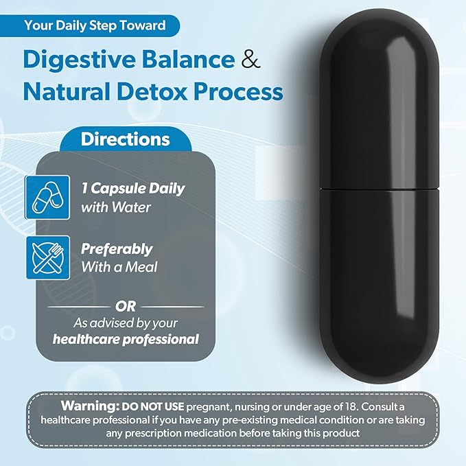 Activated Charcoal Capsules 1200 mg – Organic Activated Charcoal Pills Derived from Coconut Shells for Stomach & Digestive Support – Natural Detox & Bloating – Made in USA – 60 Capsules