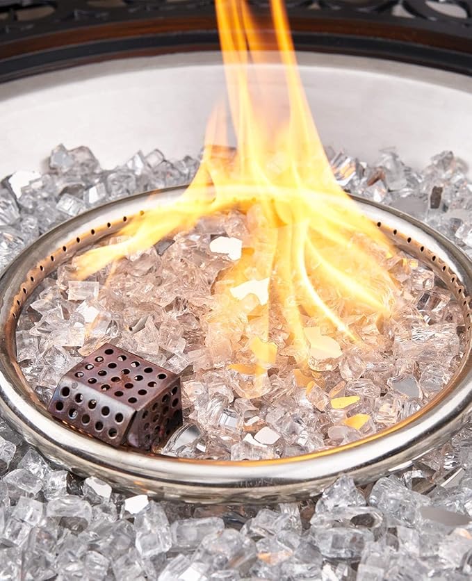 NUPICK 10 Pound Fire Glass, 1/2 Inch Reflective Fire Glass, Fit with Fire Pit and Fireplace, Clear