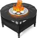 Fire Pit Surround Tabletop for Solo Stove Bonfire – 40" Powder-Coated Carbon Steel Outdoor Fire Pit Table, Compatible with 15"-21" Fire Pits, Tabletop Fire Pit for BBQ, Picnic, Patio