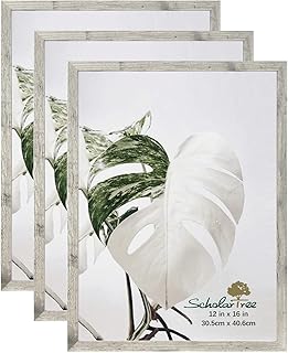 12x16 Picture Frame Grey 3 Pack, Poster Frames 12 x 16 without Mat for Wall, Horizontal or Vertical Wall Mounting