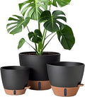 montresor 12/10/8 Inch Self Watering Pots for Indoor Plants Plastic Large Plant Pots for Outdoor Plants, Water Level Window & Spacious Reservoir Flower Pots Decorative Planter with Drainage and Tray