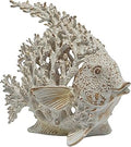 VVGIFTS Beach Coastal Decor Coral Reef Angelfish Home Office Desk Decor Sculpture Statue for Tabletop Shelf Bathroom Decoration Ornament Gift (White)