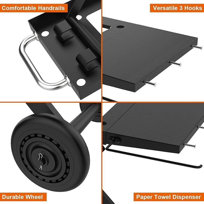 Griddle Stand for Blackstone 22 17 Inch Tabletop Grill, Heavy-Duty Foldable Griddle Table with Wheels, Griddle Trolley Dining Table Cart, Grill Replacement Part for Outdoor Camping BBQ Tailgating