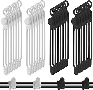 Nuanchu 40 Pcs Silicone Cable Ties Reusable Holder Adjustable Straps Multipurpose Charging Cable Organizer for Fastening Charging Cords Wires(4.17 Inch,Black, White)