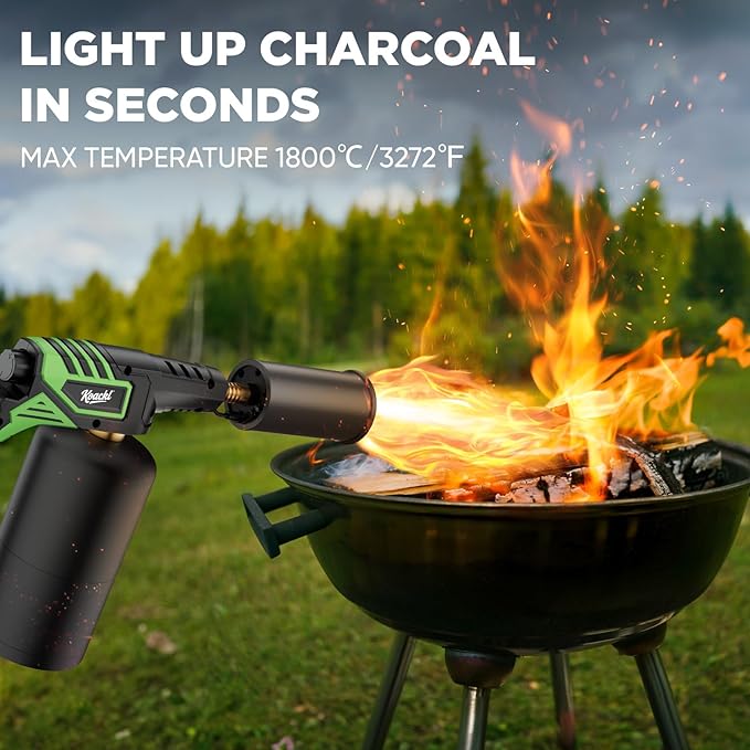 KOACKL Powerful Propane Torch, Propane Torch Head, Kitchen Cooking Culinary Torch Lighter, Charcoal Lighter, Sous Vide Searing Steak, BBQ, Grill, Campfire Charcoal Starter(Tank Not Included)