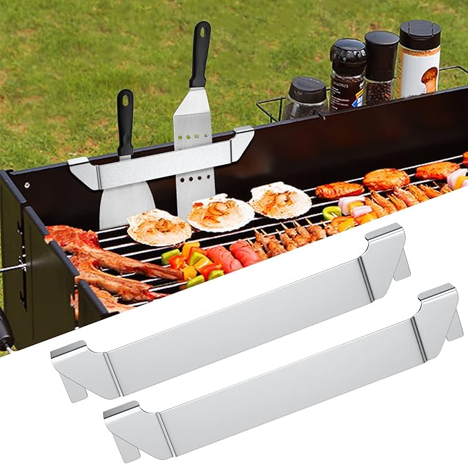 AUAUY 2 Pack Stainless Steel Griddle Spatula Stand, Grill Barbecue Tool Rack Hold Rack Griddle Accessories Holder for Blackstone, Camp Chef, Royal Gourmet, Outdoor Camping Picnic BBQ Essentials