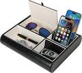 Valet Tray,Nightstand Desk or Dresser Organizer, Catch-All for Keys, Phone, Wallet, Coin, Jewelry, and More (Black / 10.34 x 2.15 x 8.19 inches) JackCubeDesign - :MK158