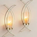 Candle Sconces Wall Decor Set of 2: Wall Hurricane Candle Holder Modern Metal Wall Mounted Gold Sconces Decorations for Living Room Bedroom Bathroom Hallway Outdoor