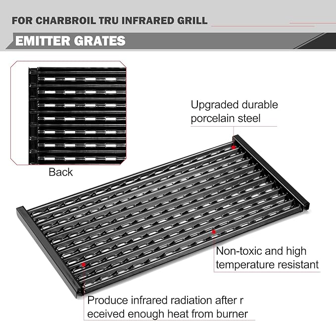 463672016 Emitter Plates Replacement for Charbroil Performance 2 Burner Tru Infrared Grill Parts 463672416 463672419 463633316 463672216 Grill Grates 463672019 463672219 Emitter Panel Searing Grates