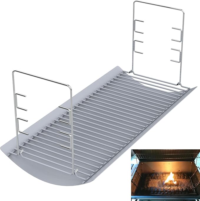 27 Inch Ash Pan Replacement for Chargriller 1224, 1324, 2121, 2222, 2727, 2828, 2929, Charbroil 17302056 Charcoal Grills, Charcoal Tray Grates with 2pcs Fire Grate Hangers for Chargriller Parts