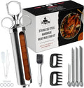 Professional Meat Injector Marinade Syringe Kit for Smoking & Grilling Turkey & Brisket, Large 2 Oz Stainless Steel Visible Capacity, Never Leaks or Clogs - BBQ Gifts for Men - Built to Last Years
