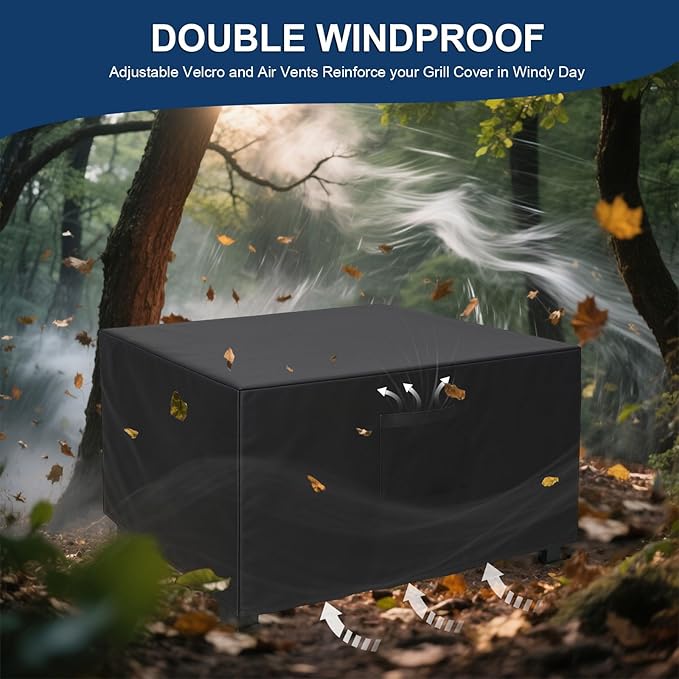 Fire Pit Cover Square, Heavy Duty Waterproof Oxford Fabric for Fire Pit,Fit for 28-32 Inch Outdoor Fireplace Cover & Fire Pit Table, Tear Resistant Fire Pit Cover with Air Vent and Drawstring