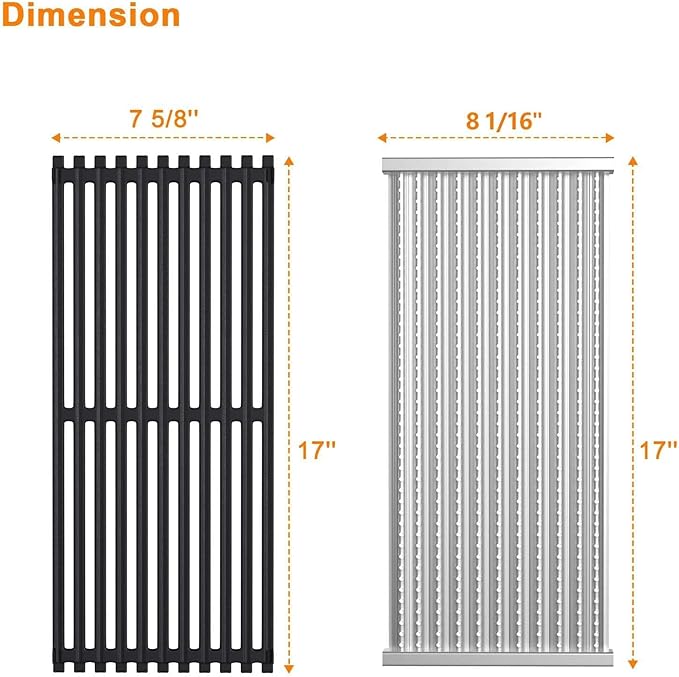 17" Cooking Grid Grates and Emitter Plates Replacement Parts for Charbroil Commercial Infrared 3 Burner 463242516 463242515 466242515 466242615 463243016 463367516 G466-2400-W1 G474-0017-W2,Cast Iron