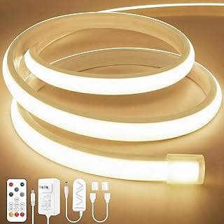 Lamomo COB LED Strip Lights 20Ft, Neutral White Dimmable Self-Adhesive Led Rope Light with Remote, Flexible Cuttable Waterproof 4000K Silicone Neon Tape Light for Bedroom, Indoor, Cabinet, 10mm Width